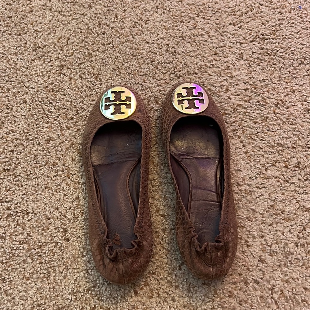 Tory Burch Brown Minnie Travel Ballet Shoes Size 7